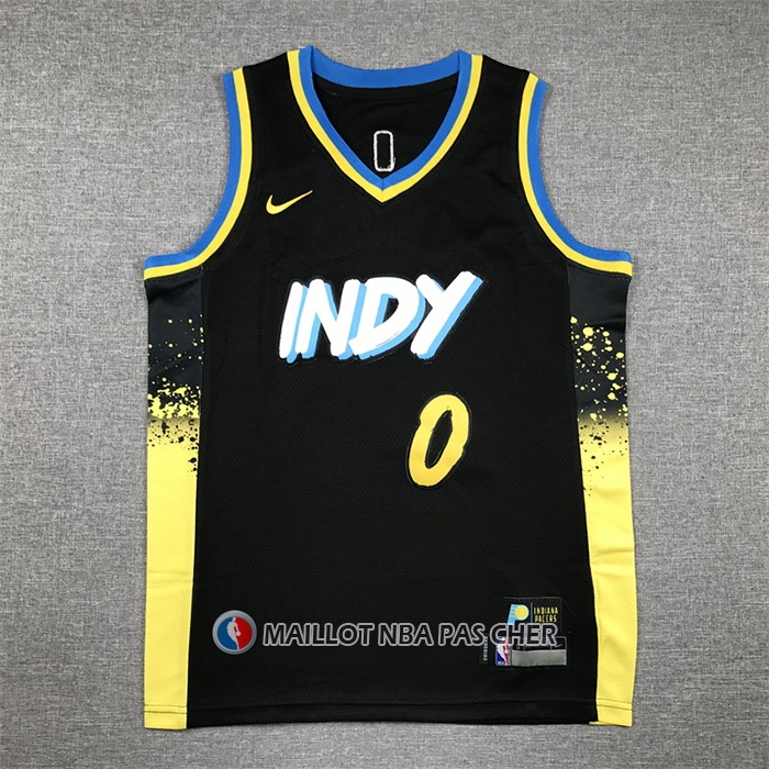 Maillot Enfant Indiana Pacers Tyrese Haliburton NO 0 2023-24 Ville Noir